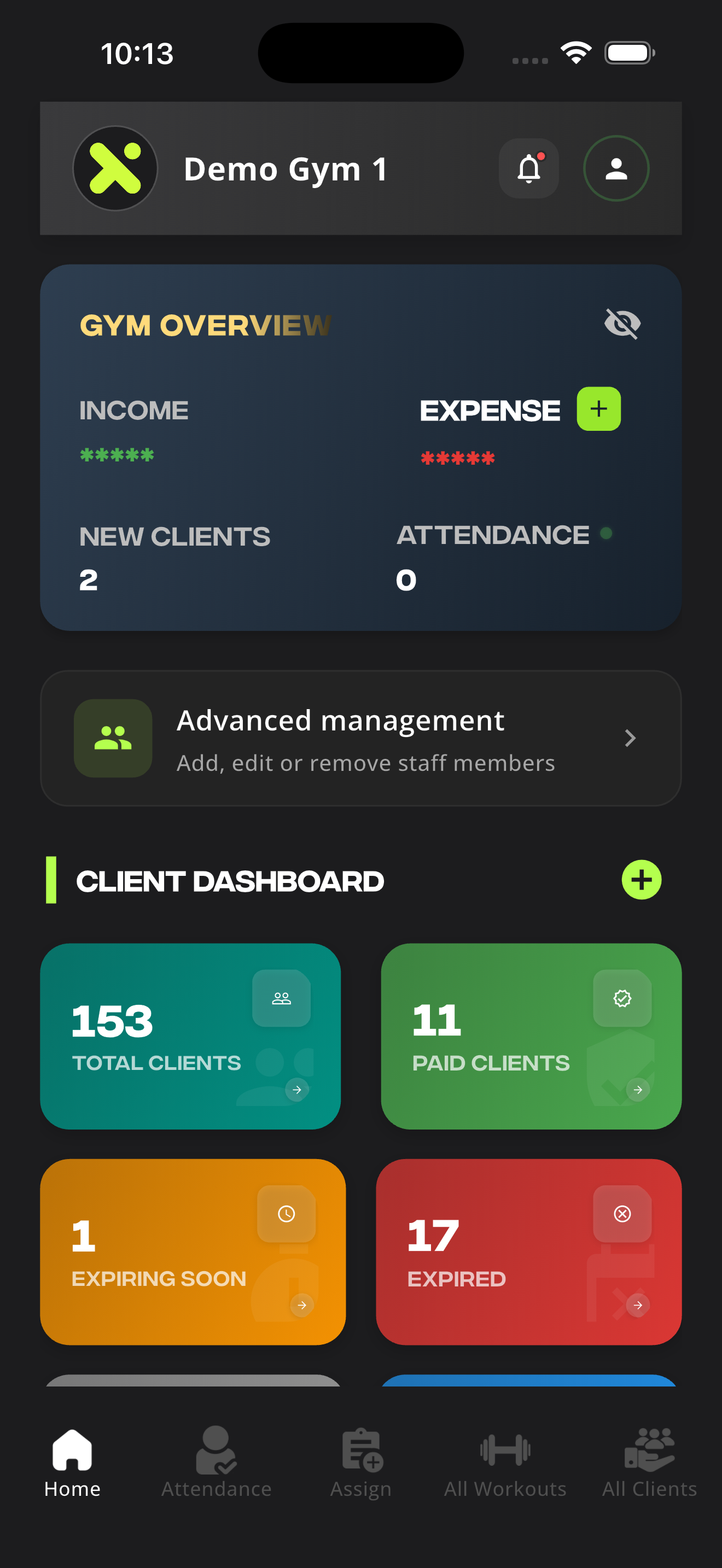 stamm.fit admin dashboard screenshot